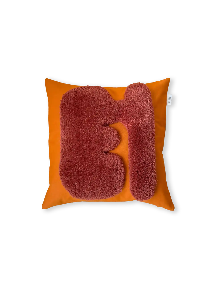 mija LIVING oranges Zierkissen mit abstrakter organischer Form aus Schurwolle, handgetuftet und Hochflor