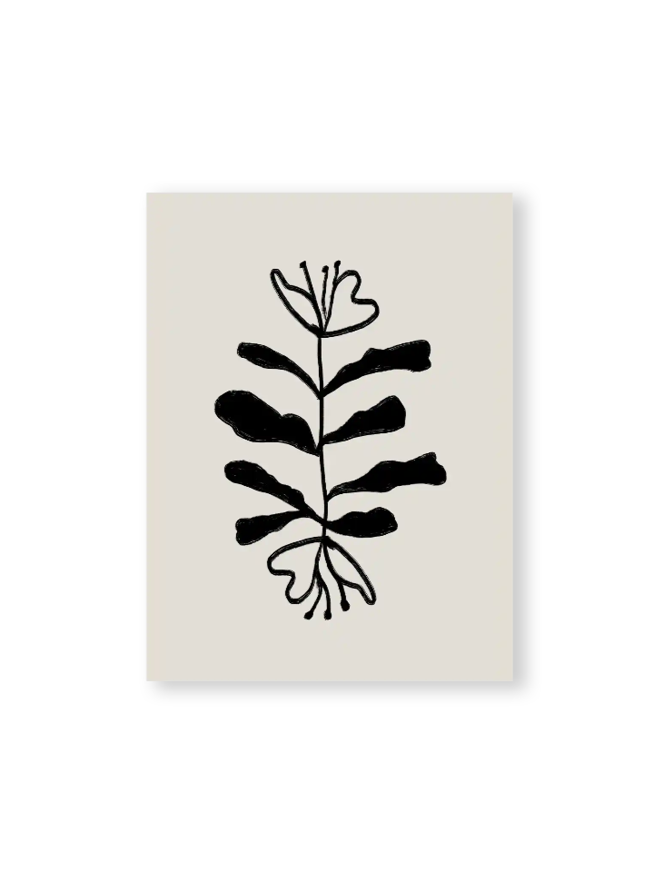 kunst blumen schwarz auf beige