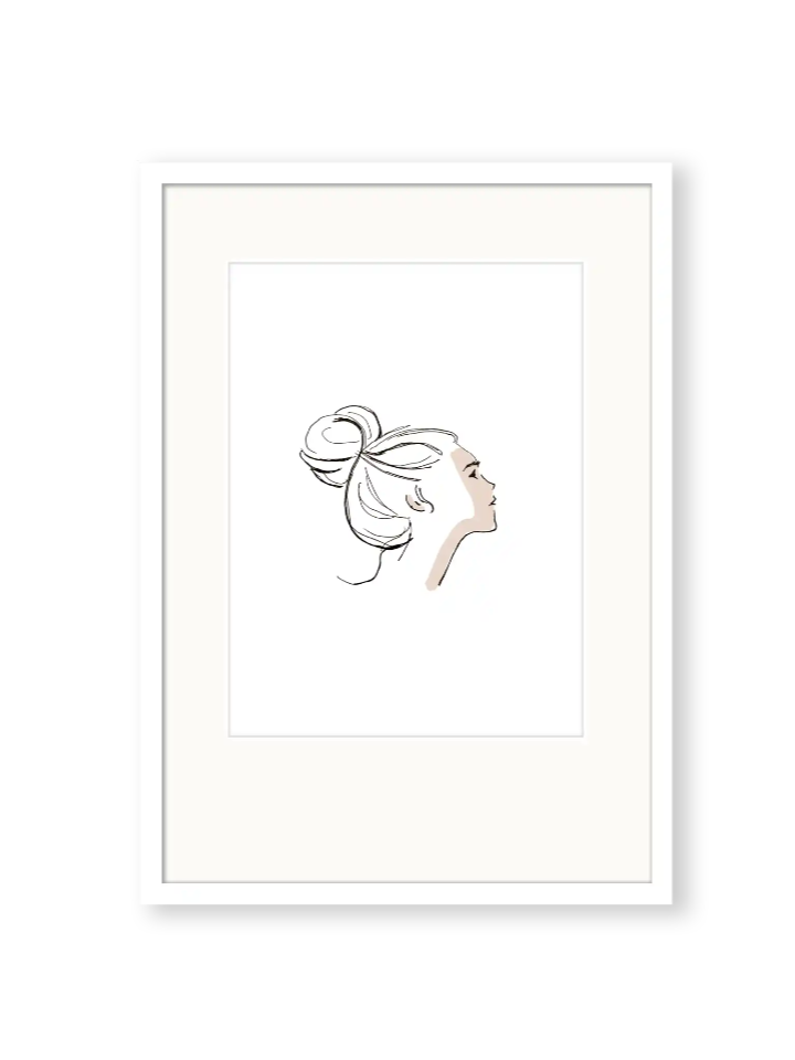 illustration highbun kopf frau schlicht und edel