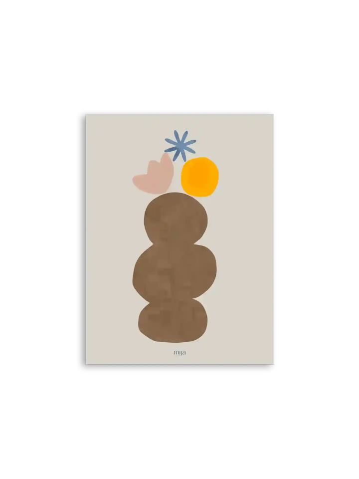 Poster abstrakte Vase mit Blumenköpfen