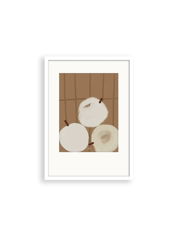 Kunstdruck mija LIVING schlichtes Apfel Poster in angesagten Mocca-Tönen